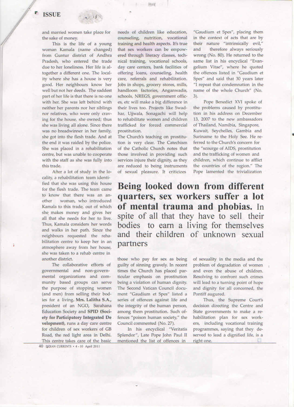 INDIA CURRENTS - DELHI  Life for Sex Workers - Page 3  04-10-April-2010